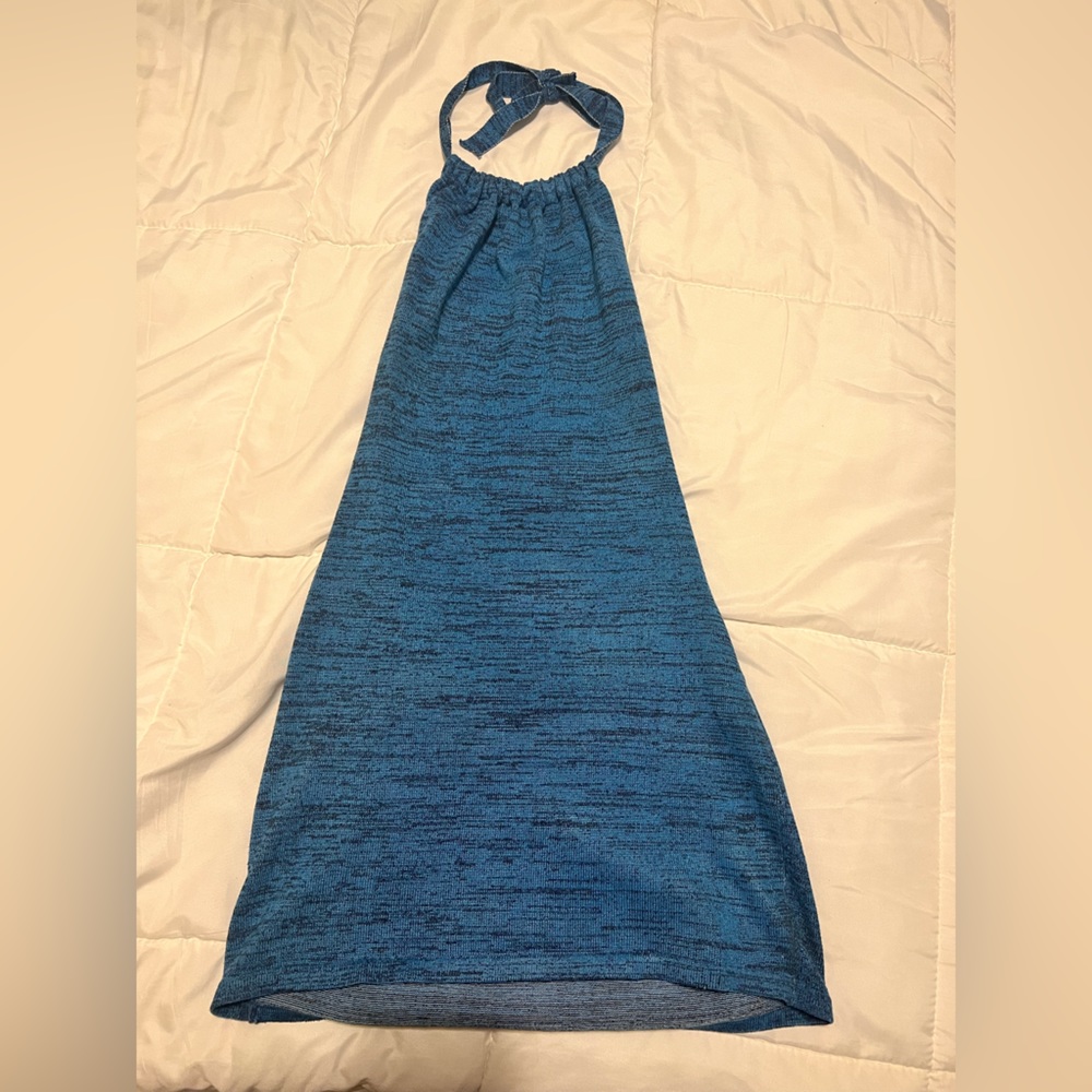Backless blue dress